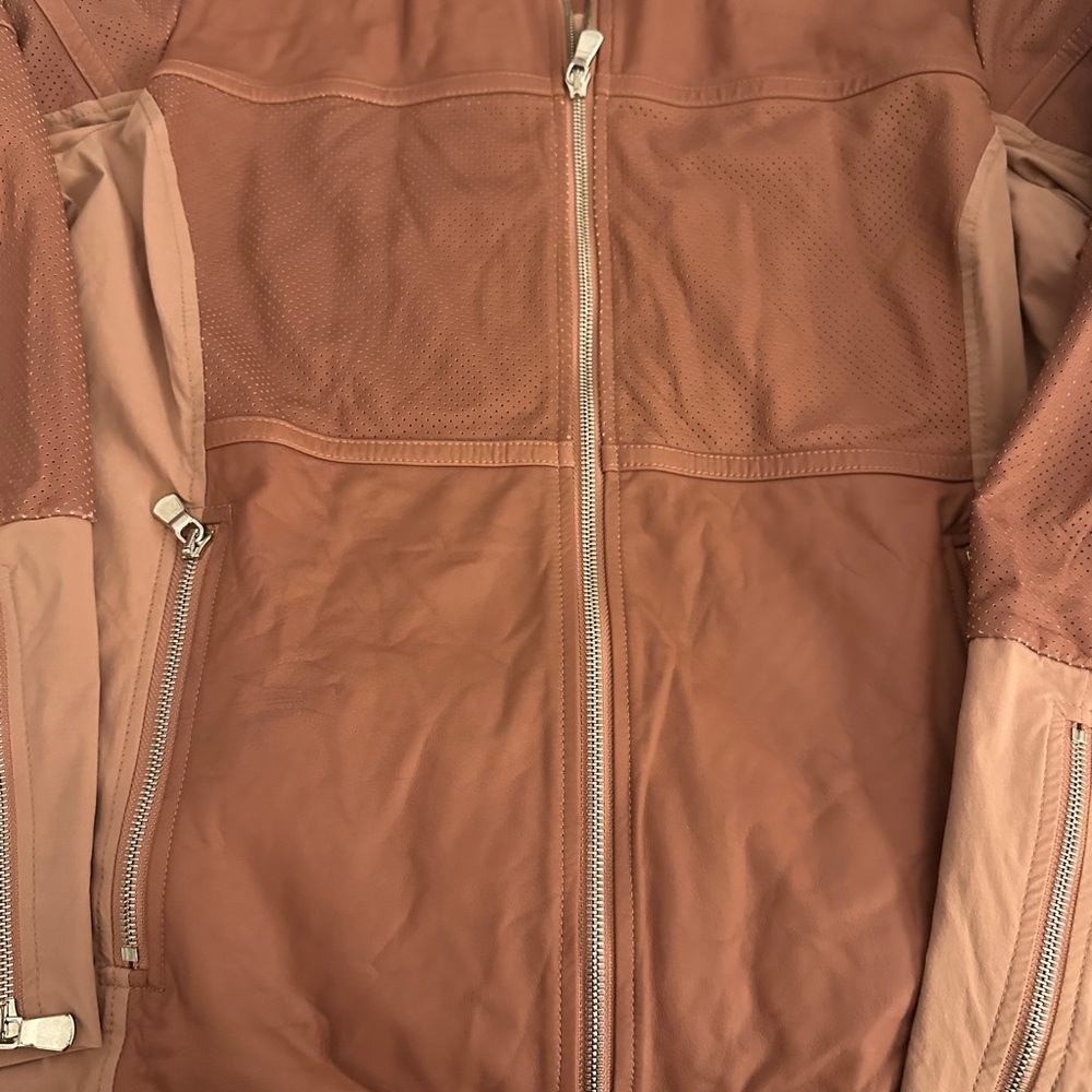 SPRING JACKETS Anatomie perforated leather and nylon jacket. Dusty Rose . Size L - Picture 3 of 11